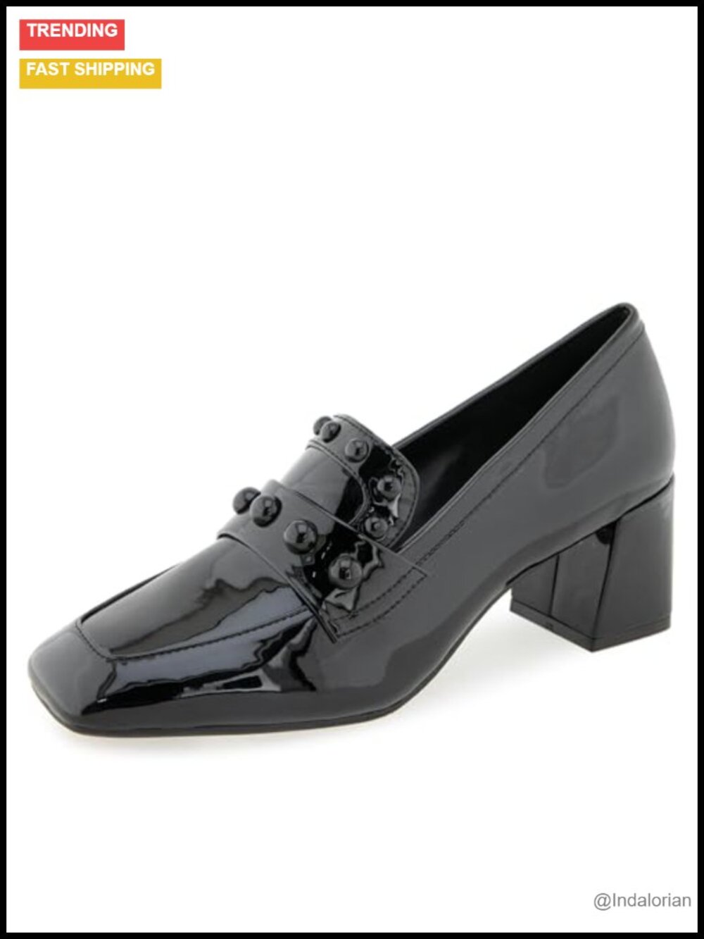 Faux Leather Block Heel Studded Slip-On Platform Loafers Comfort
